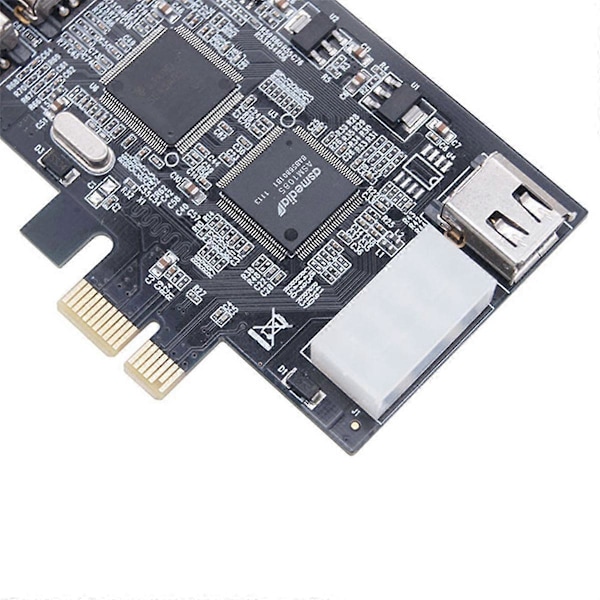 PCI-E 1X IEEE 1394A 4 Port(3+1) Firewire-kortadapter 1394 a PCIe med 6-Pin till 4-Pin IEEE 1394-kabel