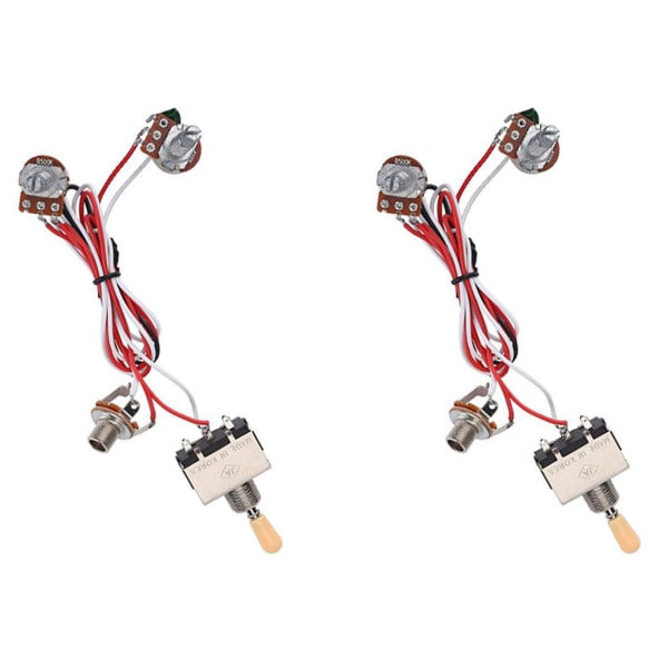 2x Gitar Ledningsnett 3-veis Bryter 1v1t 500k Elektrisk Gitar 2 Humbuckers