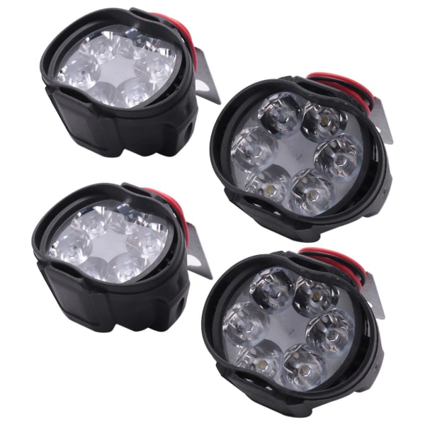 4 stk 6 LED Motorsykkel Lys Hovedlyssett 10w 1000lm+bryter Universal Scooter Tåkelys 60