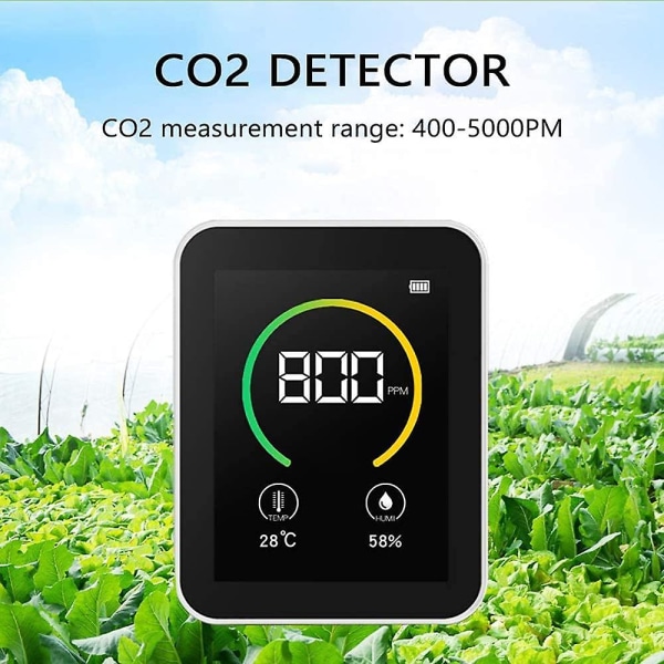 Lämpötila- ja kosteusmittari, ilmanlaadun valvonta, CO2-ilmaisin, 3-in-1 digitaalinen ilmansaasteen hiilidioksidi