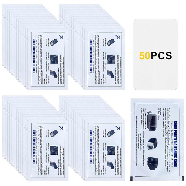 Cr80 kortläsare Rengöringskort, 50st Dual Side Card Reader Cleaner, Pos Swipe Terminal Cleaner C