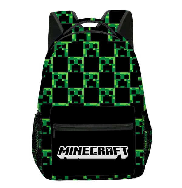 Dubbelsidig tryckt skolväska i Minecraft-stil för flickor
