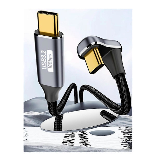 PD 100W USB C til Type C Vinkel OTG Datakabel USB 3.2 Gen 2 10Gbps Datasynkronisering 5A Strømforsyning 4K60Hz, H