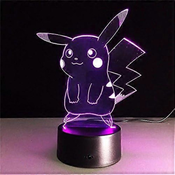 3D Nattlampa Gå Touch Nattlampor Färgglada Spel Pikachu Actionfigurer Leksaker Barnpresenter 7 Färger Byter