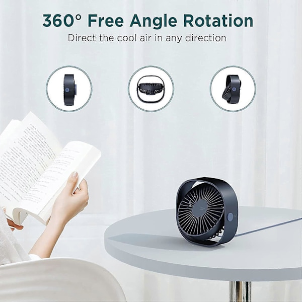 UBIUO USB Pöytätuuletin, 3 Nopeutta Kannettava Pöytätuuletin, 360° Kääntyvä Henkilökohtainen Mini Tuuletin USB-liitännällä, 4,8 tuuman Pieni Jäähdytystuuletin Kotiin Toimistoon Autoon