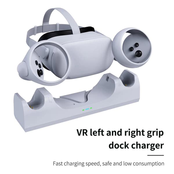 Controller-oplader med 3 LED-indikatorer, lavt strømforbrug, genopladeligt batteri, pladsbesparende, multibeskyttelse, hurtig opladning, stabil VR-headset-controller