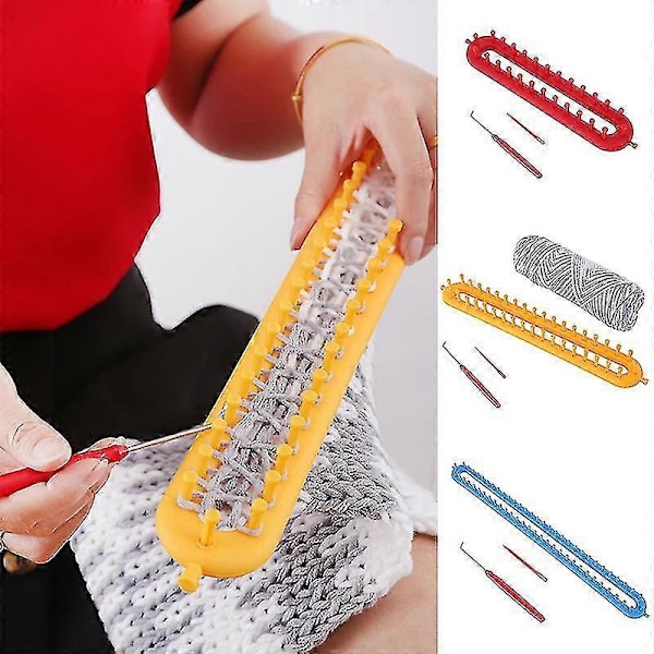 DIY Stickningskit Handarbete Klassisk Stickare Ullhalsduk Sjal Handvävningsverktyg Handgjord Lat (en bit i rött)