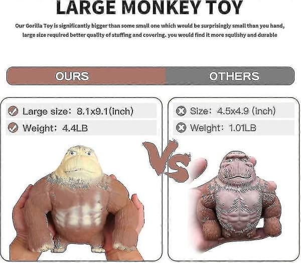Super Stor Squishy Gorilla Figur Legetøj - Blød Stræk Latex Gorilla Abe Legetøj - Anime Figur Legetøj Til Fidgeting