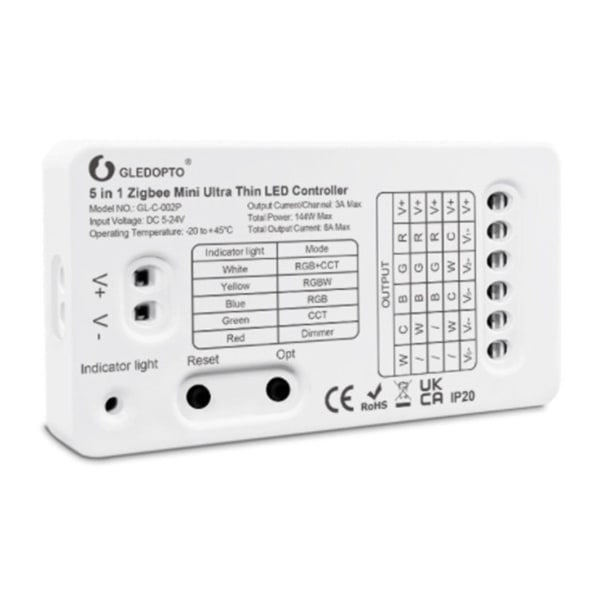 Zigbee 3.0 Dc5-24v Mini 5 i 1 Rgbcct/rgbw/rgb//dimmer LED-lysstripe-kontroller for TV-bakgrunnsbelysning