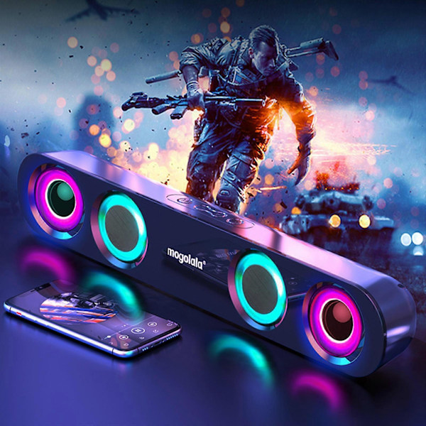 Färgglad Ljud Subwoofer Hög Effekt Hemmabio Skrivbord Trådlös Lång Dubbel Högtalare Soundbar TV Karaoke Ljud