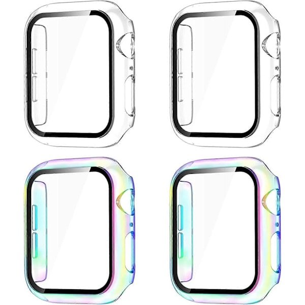 Kompatibel med Apple Watch-deksel 42mm, HD Høyfølsomhet Herdet Skjermbeskytter for iWatch-deksel 42mm Serie 3/2/1 Kvinner Menn 4-pakning Klar/Klar/Farge