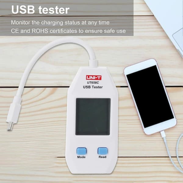 UNI-T UT658C USB-testare, hög precision, datalagring, vit, stabilitet, effektkapacitet, spännings- och strömmätare för fabriksverifiering Mengxi