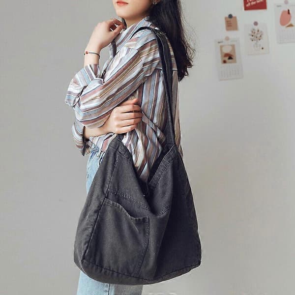 Denim stor kapasitet lerret messenger bag dame