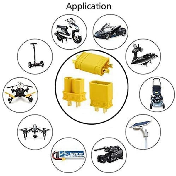 XT30 15 Par Mannlige og Kvinnelige Batterikontakter XT30U Mannlige og Kvinnelige Kontakter Rund Plugg Hunn med He