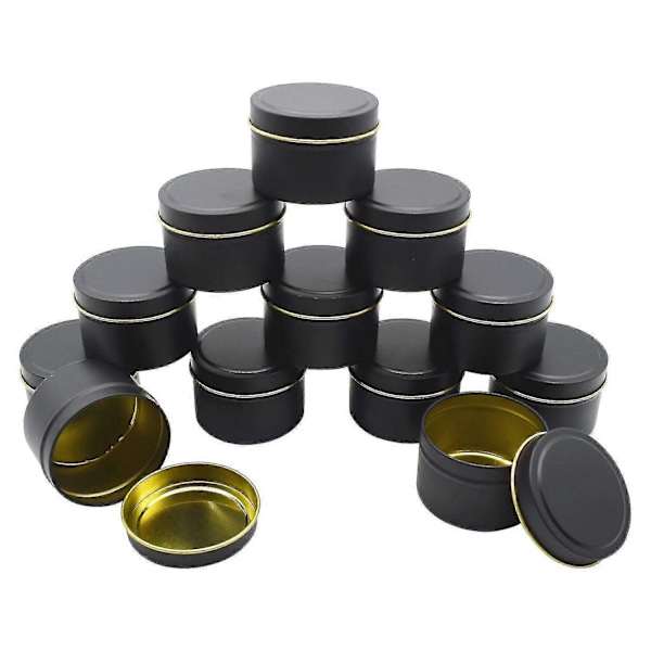 12-pack 4 oz Tomma Ljusburkar med Lock 3-tums Sömlös Dekorativ Guldmetall