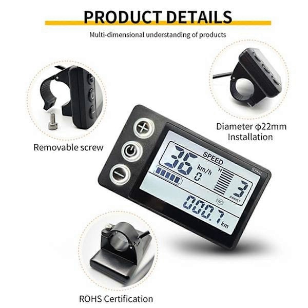 24V 36V 48V 60V Vattentät LCD-display S866 Kontrollerpanel Instrumentbräda Elcykeldisplay för El