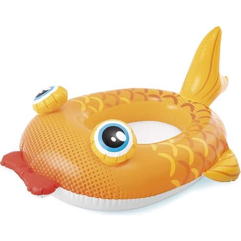 Guldfisk Simfigur - Uppblåsbar Båt för Barn - Luftmadrass för Badkul - Strand Simfigur (Orange Guldfisk)