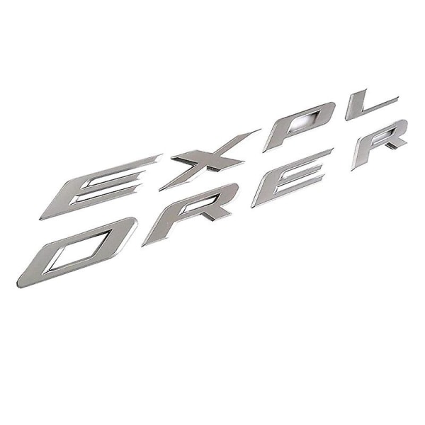 Explorer-bilemblem Frontpanser-emblem 3D-bokstaver Explorer-klistremerke passer til Ford 2011-2019 Explorer glanset sølv