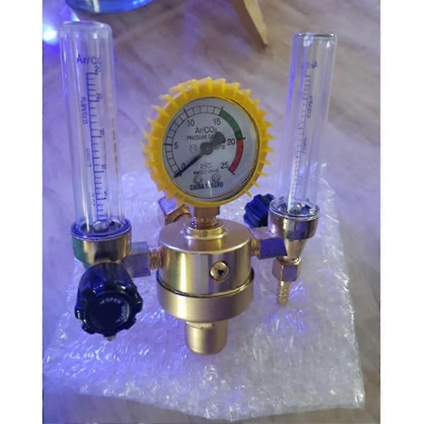 Argon CO2 trykkreduksjonsventil Mig Tig Flow Meter Kontrollventil Sveisegassregulator Dobbeltrørs boble