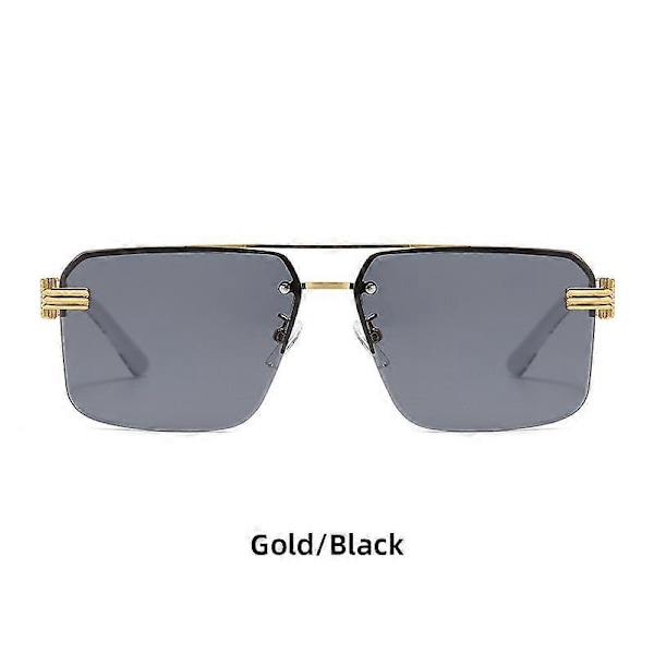 Solglasögon Halvram skurna kanter marmorerade spegelben Mode gradient glasögon