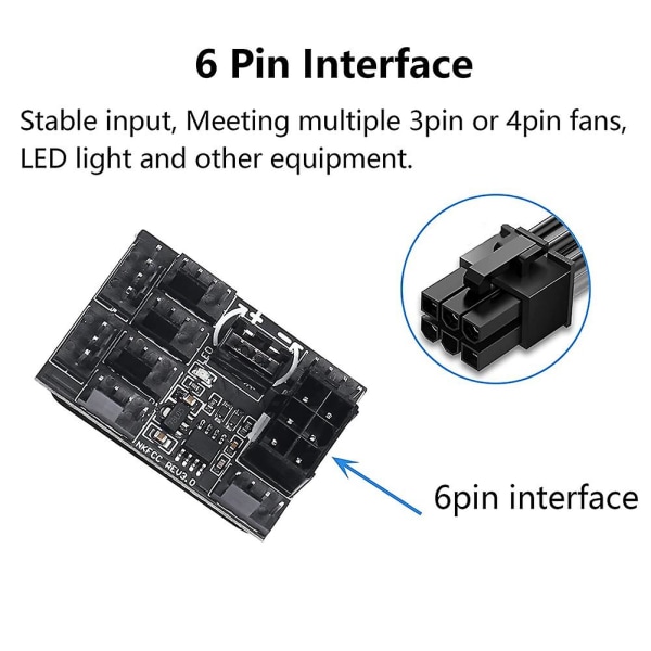 3 Pin 4 Pin Fan Adapter PWM PC Chassis Køleventilator Hub Governor 8 Way Splitter 12V Speed ​​Controller