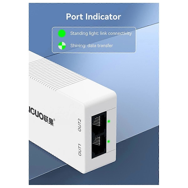 2 Port Gigabit POE Repeater 100/1000M 1 til 2 PoE Extender med IEEE802.3af/at PlugandPlay 48V til S