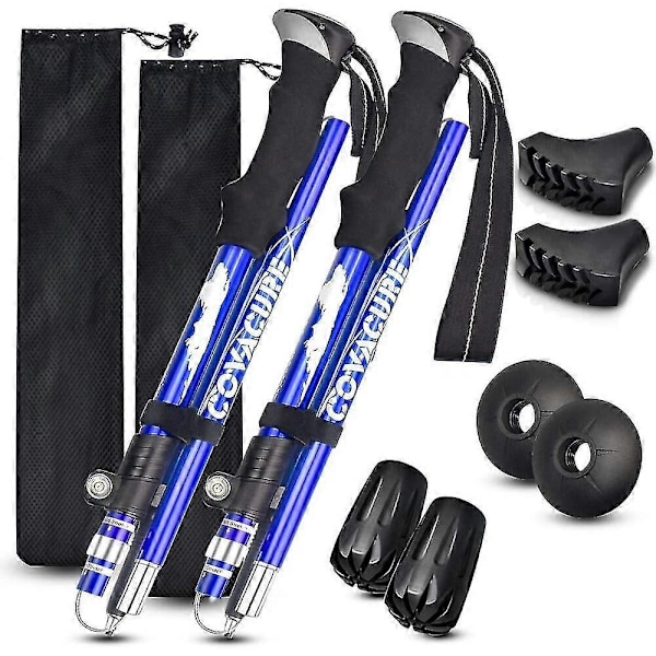 2 stk. Trekkingstave Sammenklappelige Vandrestave - Aluminium Legering Trekkingstave med Hurtiglåssystem, Teleskopiske, Sammenklappelige, Ultralette til Vandring, C