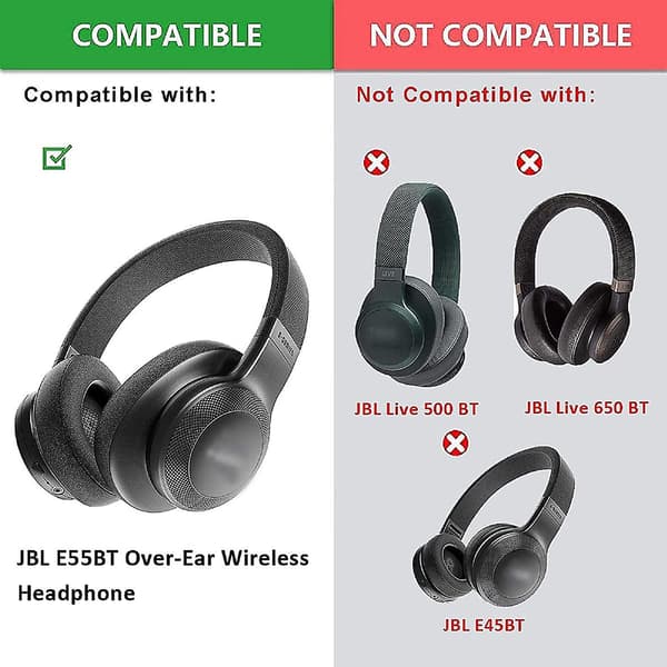 Erstatningsørepuder kompatible med JBL E55 E55bt E 55 BT hovedtelefoner ørepudebetræk reparationsdele (midnatsblå)