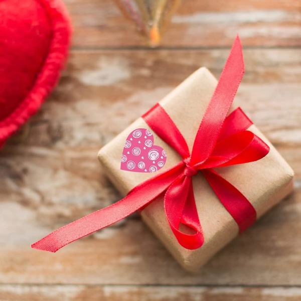 Kærlighedshjerteklistermærker Forseglingsetiketter Konvolutter Dekal til jul Valentinsdag Bryllupsferie Gør-det-selv Scrapbooking Cookie Gaveæske Dekoration (lyserød) (2 stk)