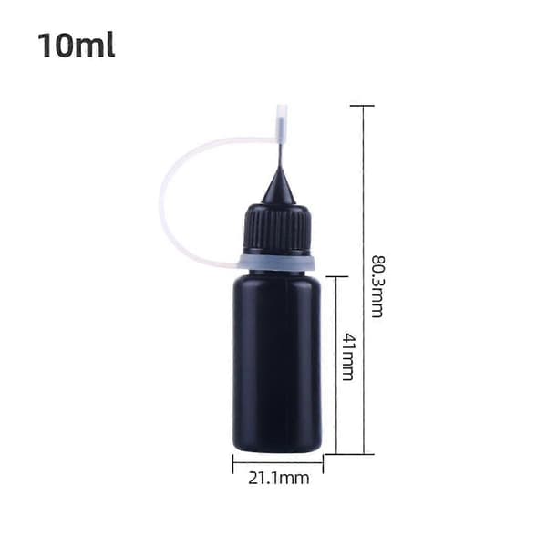 10 st Precisionsapplikatorflaskor med spets Svart Metallnål Plastflaska 10ML Precisionsapplikatorflaskor med spets