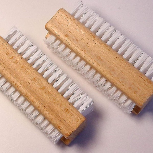 Dobbeltsidig børste Håndvaskebørste med naturlige børster, håndrengjøringsbørste for negler Fingerneglebørste 2 deler Beige