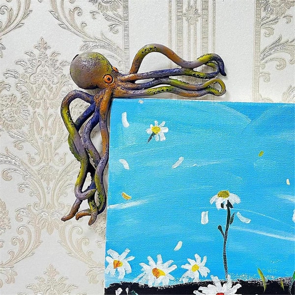 Fotoramme Octopus Resin skulpturer, blæksprutte billedrammer dekoration, blæksprutte dør hjørne dekoration