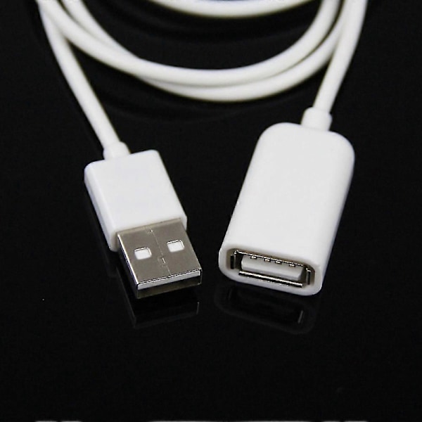 Vit PVC Metall USB 2.0 Hane till Hona Förlängningsadapter Kabel Sladd 1m 3Ft