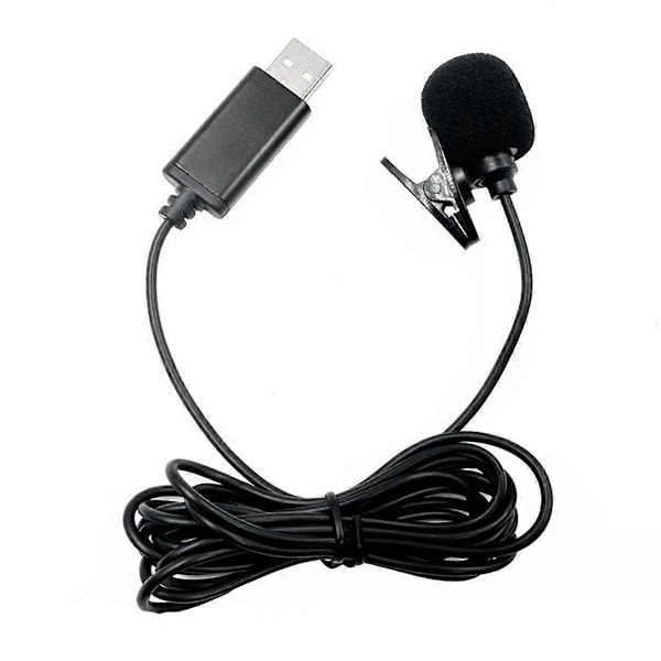 USB Lavalier Myggmikrofon Omnidireksjonell Kablet Clipon Mic Håndfri Plug & Play for Datamaskin