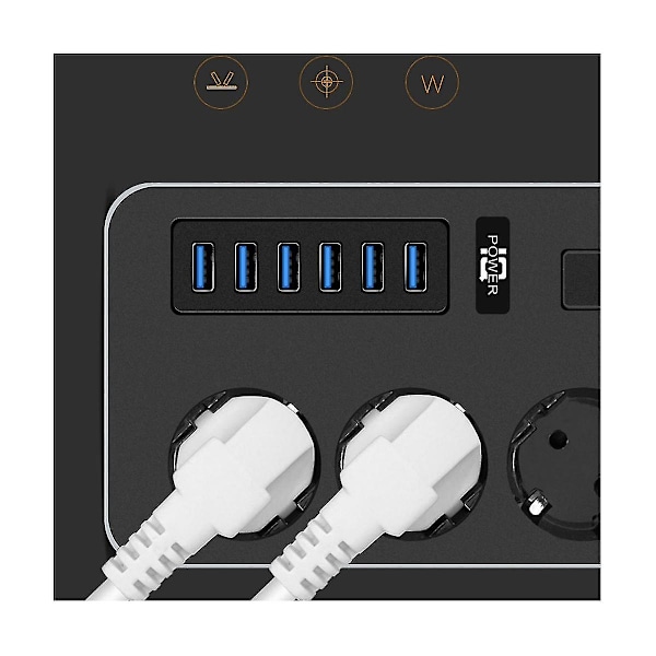 Strømstikkontakt med Multiprise Forlængerledning Elektrisk Stikkontakt med USB-porte Hurtig Opladning (a) EU