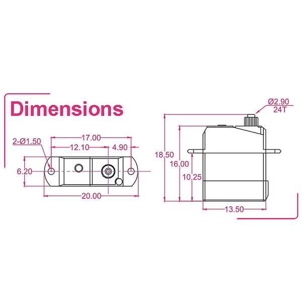 D1302 Mini 1.7g Stor Dreiemoment Mini Digital Jst1.0 Kontakt For RC Modell Drone Fly & Helikopter