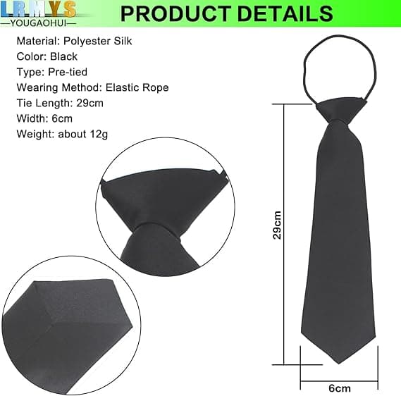 29CM Ferdigknyttede Barne slips, Én Størrelse, Elastisk Sateng Ensfarget Gutter Jenter Formelle Slips for Bryllup Konfirmasjon Skoleuniform