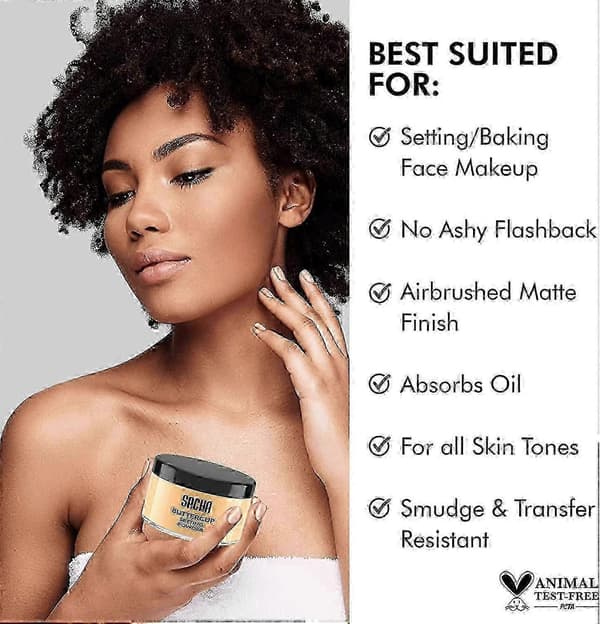 2 STK. Ny Sacha Buttercup Setting Powder - Finmalet og Flash-Venlig bogo