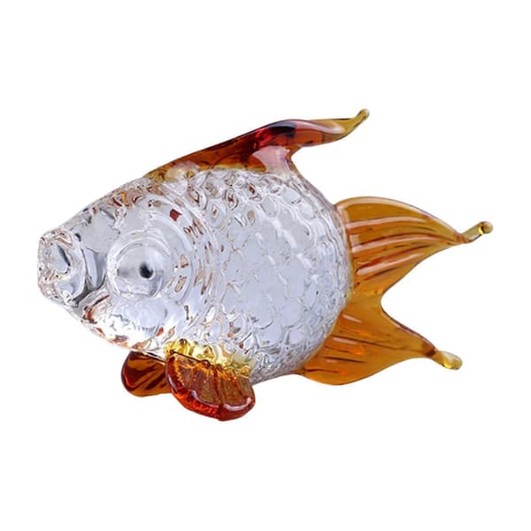 Håndblåst Glass Gullfisk Figur Håndlaget Søt Samleobjekt Ornamenter Oransje
