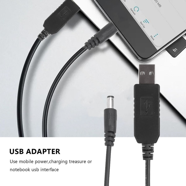 USB DC 5V till DC 12V 2,1 mm x 5,5 mm Modulomvandlare DC-kontakt hane Jack Strömförsörjningskabelkontakt, USB till DC-kabel -1M (5V till DC 12V)