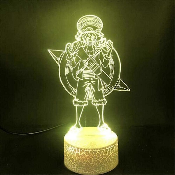 SBSG One Piece Luffy 3D Illusion Natlampe Smart Touch, RGB Effekt USB Kabeldrevet Kreativ 3D Japansk Anime Lampe