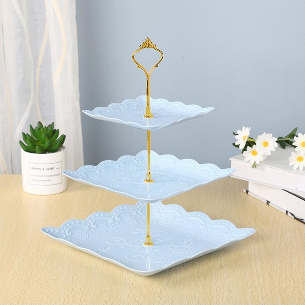 Dessert Cupcake Stand 3-lags plastik Stand For Sweet Time (blå)