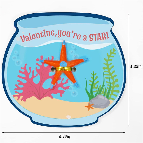 Valentinsdagskort til børn - 36-pak havdyrskort i massevis - Sjove Valentinsbyttekort til B