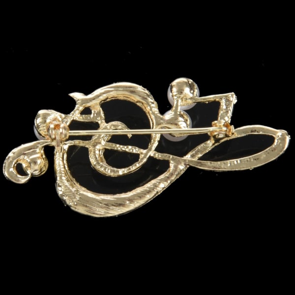 Elegant Musiknote Brosche til Kvinder Pige Kjole Tilbehør Guld Krystal Brosche Rhinestone Pins 5.6Cmx3Cm