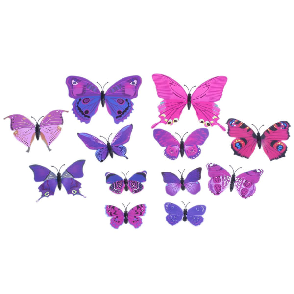 3D Butterfly Sticker Art Design Dekal Vægstickers Plomme Rød