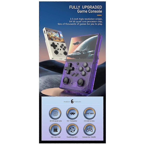 R35Plus Retro Videospillkonsoll 64G 10 000+ Spill 3.5In IPS Skjerm Håndholdt Spillkonsoll Linux System for PSP PS1,D