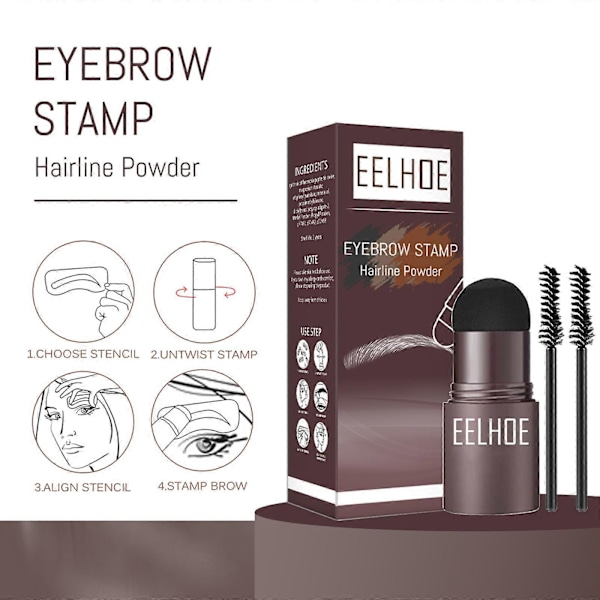 Eelhoe Øjenbryn Print Skabelon Drossel Gadget Lazy Øjenbryn Fyld Makeup Vandtæt Svedafvisende Øjenbrynskage Hårlinjepudder - Mørkebrun Sæt - I Æske