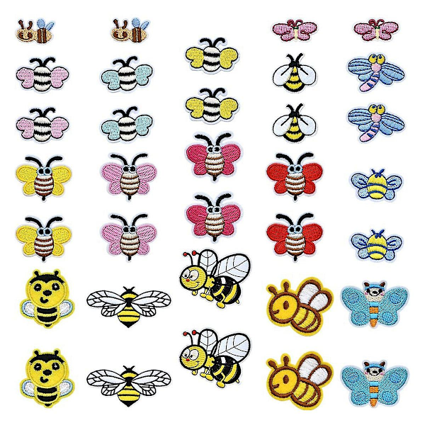 34pcs Insect Patches Bee Iron On/sew On Patches For T-shirt Shoes