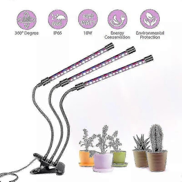 LED Vekstlys USB Phytolampe Fullspektrum Fitolampe Med Kontroll Phyt (1 Hoder USB Port)