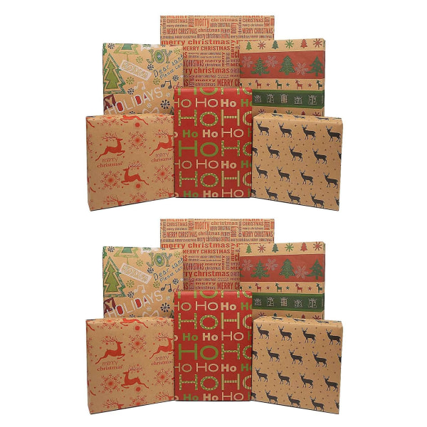 12 pakke indpakningspapir ark, til julefødselsdagsfest Indpakningspapir sæt gavepapir